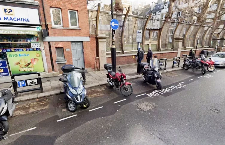 Motorcycle parking bay size